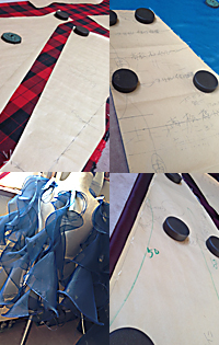 専用パターンで生地を裁断