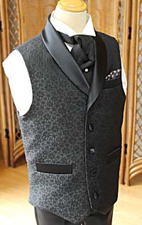 ジャケットベスト ショールカラー ブラック ジャガード