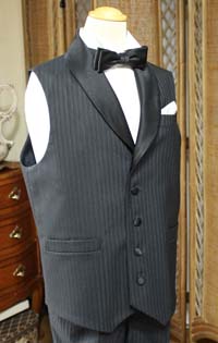 ジャケットベスト ショールカラー ブラックストライプ
