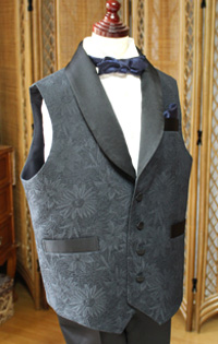 ジャケットベスト ショールカラー ブラック ジャガード