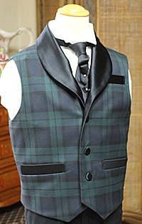 ジャケットベスト ショールカラー グリーン チェック