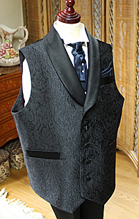 ジャケットベスト ショールカラー ジャガード