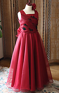 ピアノのコンクールドレス ボルドーレッド