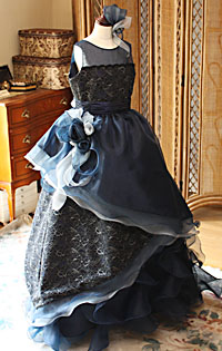 ピアノの発表会ドレス ネイビー＆グレー