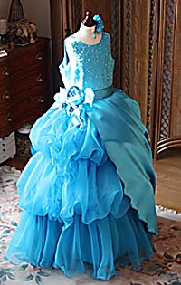 コンクールと発表会兼ドレス ターコイズブルー