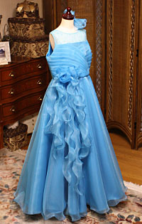 ピアノのコンクールドレス ターコイズブルー