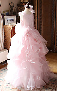 ピアノの受賞者コンサートドレス サーモンピンク