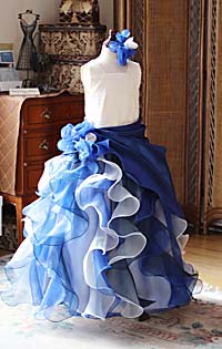 ピアノのコンクールドレス オフホワイト＆ネイビー