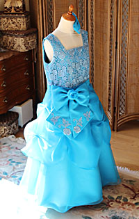 ピアノのコンクールドレス ターコイズブルー