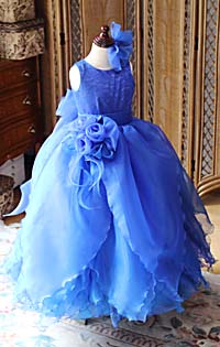 ピアノのコンクールドレス ブルー