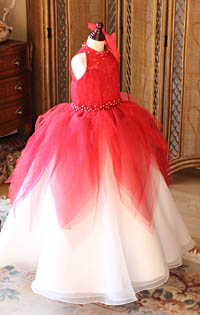 キッズクチュールドレス ホワイト＆レッド