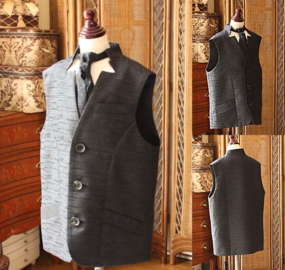 ブラック ジャケットベスト カットワークデザイン