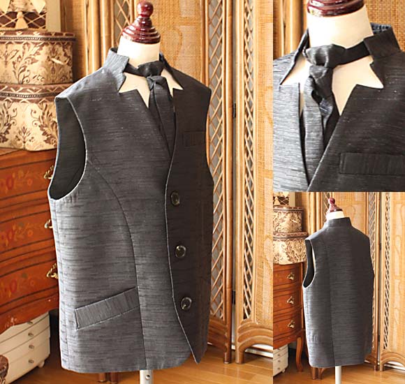 ジャケットベスト ブラック ジャガード