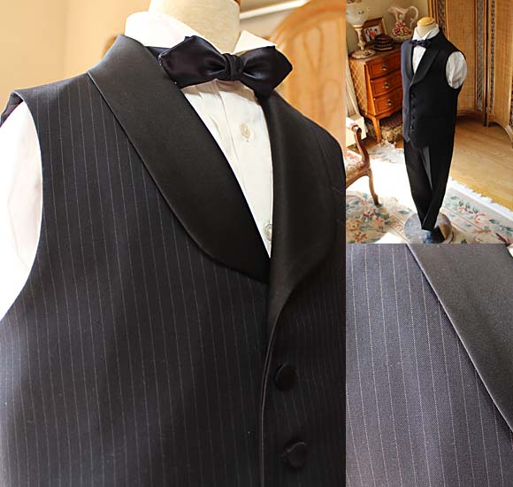 ストライプ ウール ショールカラー