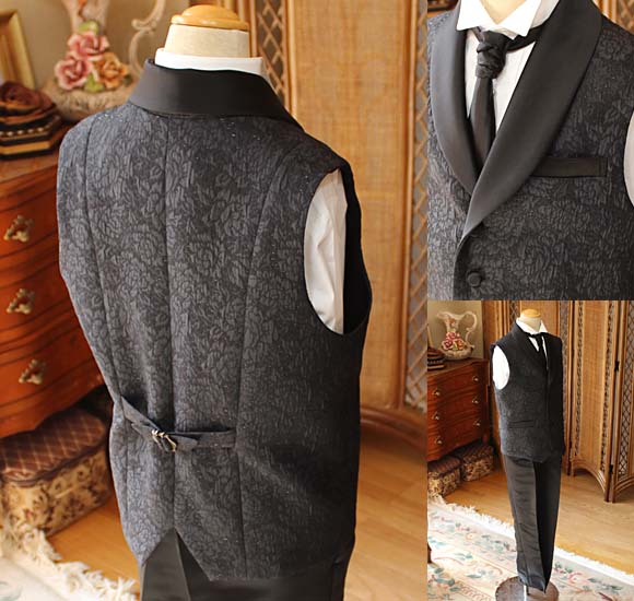 背後の尾錠 サテン ショールカラー