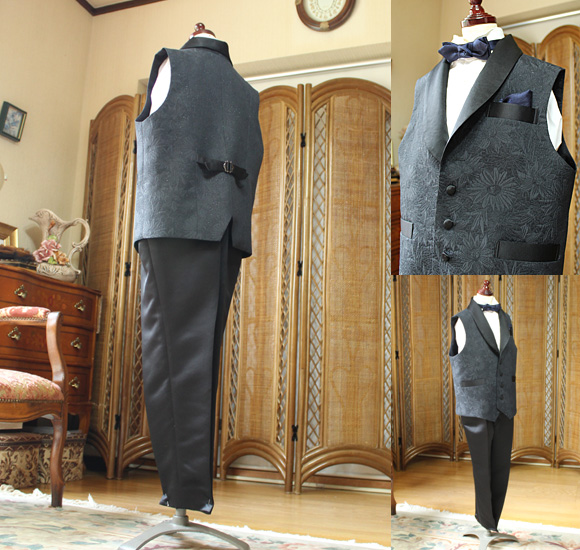 男の子用 フォーマルウェア シルエット サテンパンツ