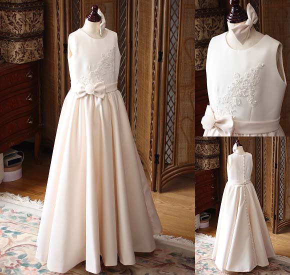 ピアノのコンクールドレス オフホワイト＆ベージュ