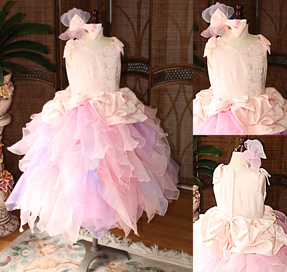 子供用の発表会ドレス ピンク グラデーションデザイン