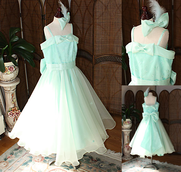 子供用ピアノの発表会ドレス エメラルドグリーン