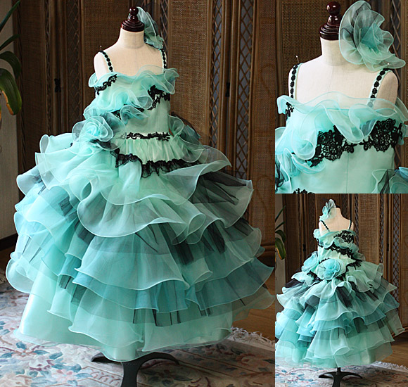 発表会ドレス グリーン ブラック オーダーメイド