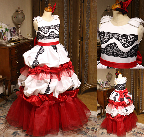 発表会＆コンクールドレス ホワイト＆レッド
