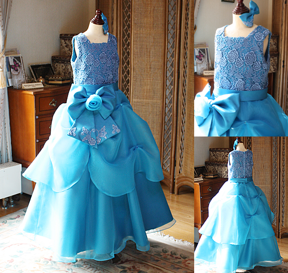 ピアノの発表会 コンクールドレス ターコイズブルー