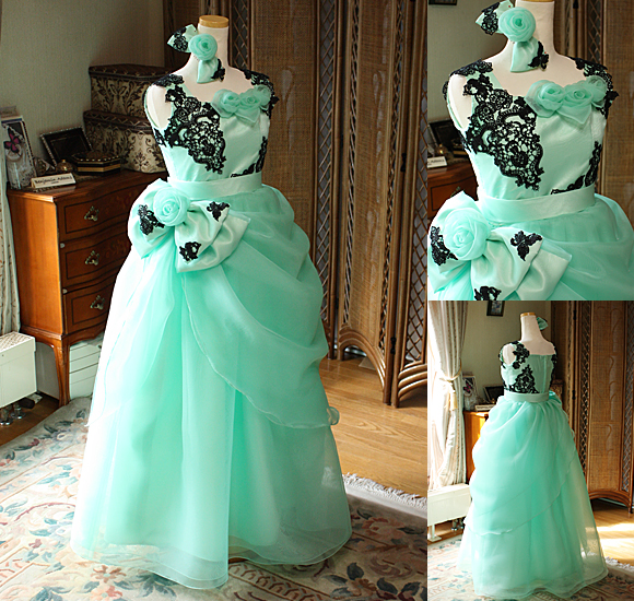 ピアノの発表会 コンクールドレス エメラルドグリーン