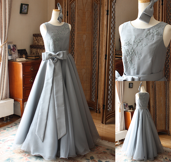 子供用発表会 コンクールドレス グレー