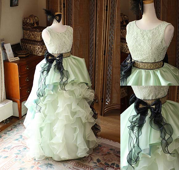 発表会と演奏会用ドレス イエロー系グリーン オーダーメイド 