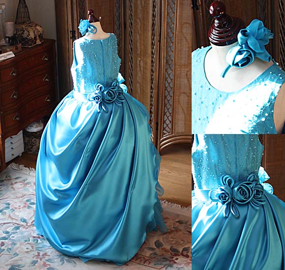 コンクールドレス バックスタイルデザイン ヘッドドレスのコサージュ