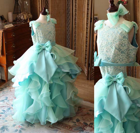 子供用発表会ドレス コンクールドレス エメラルドグリーン