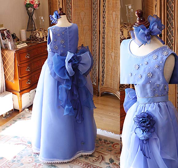 コンクールドレス ウェストコサージュとリボン ヘッドドレス