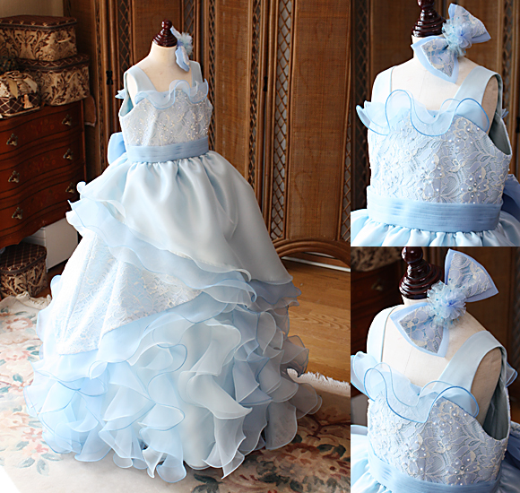 ピアノ発表会ドレス ライトブルー オーダーメイド