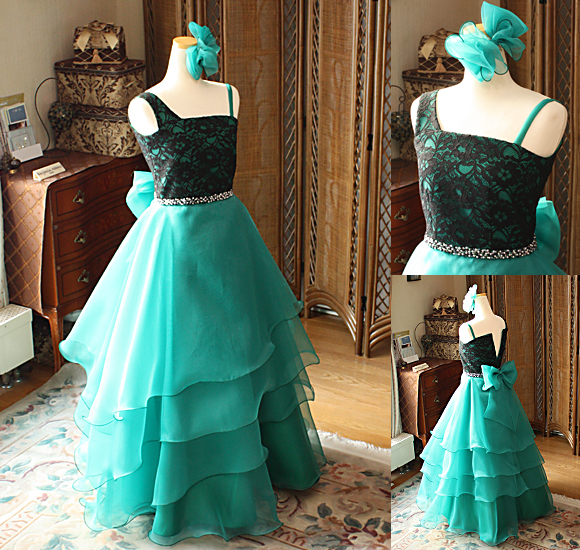 コンクールドレス グリーン＆ブラック オーダーメイド