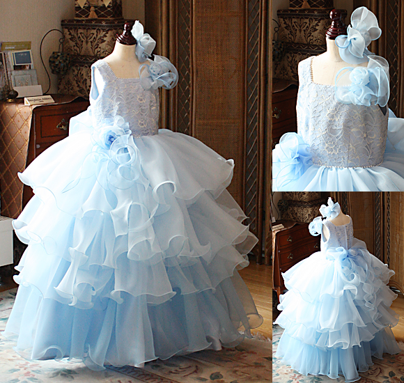 ピアノの発表会ドレス コンクールドレス ライトブルー