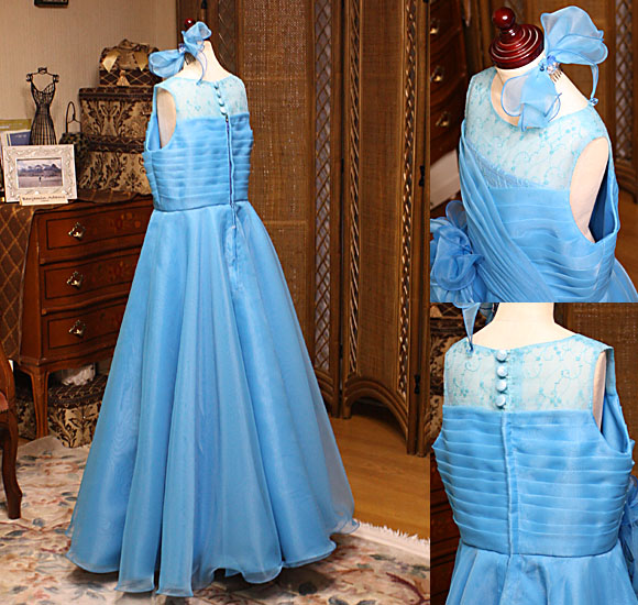 スカートシルエット、胸元のデザイン ヘッドドレスの詳細