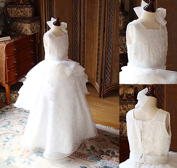 ピアノの受賞者コンサートドレス オフホワイト 小学生ドレス