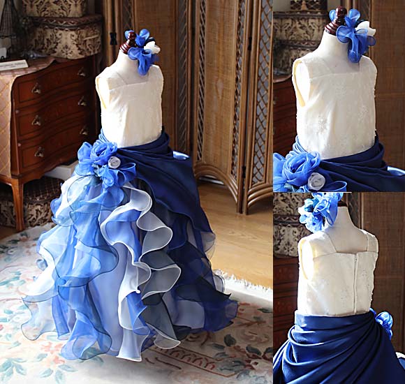 ピアノのコンクールドレス シャンパンとロイヤルネイビー 愛媛県