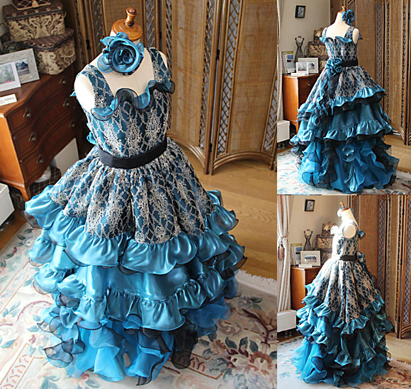 上半身デザインとティアードスカートデザイン スカートシルエット