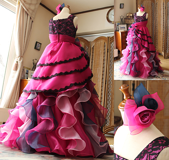 スカートデザイン オーバースカート ヘッドドレスのコサージュ