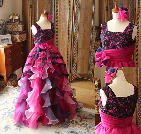 ピアノの演奏会用ドレス チェリーピンクとネイビー 北海道網走市