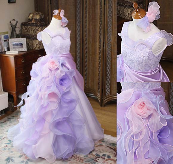 ピアノのコンチェルトドレス パープル オーダーメイド