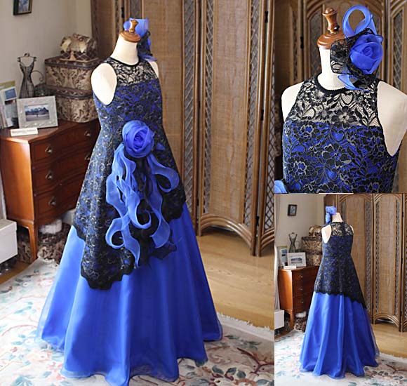 ピアノのコンチェルトドレス ブルー オーダーメイド