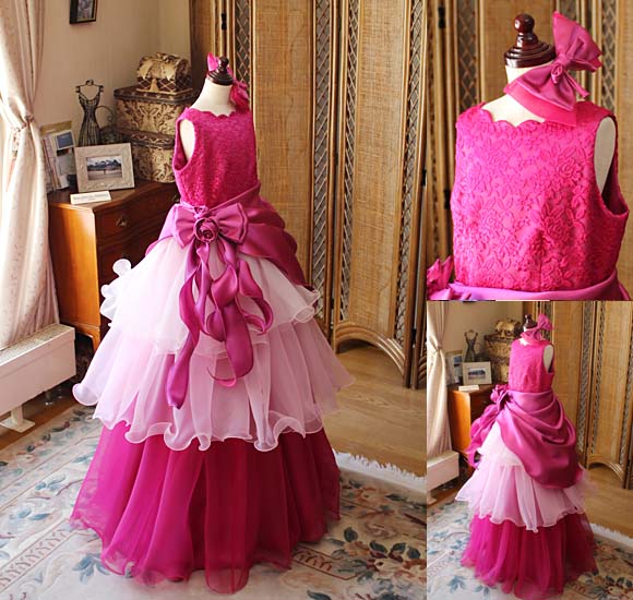 キッズモデル用ドレス チェリーピンク オーダーメイド