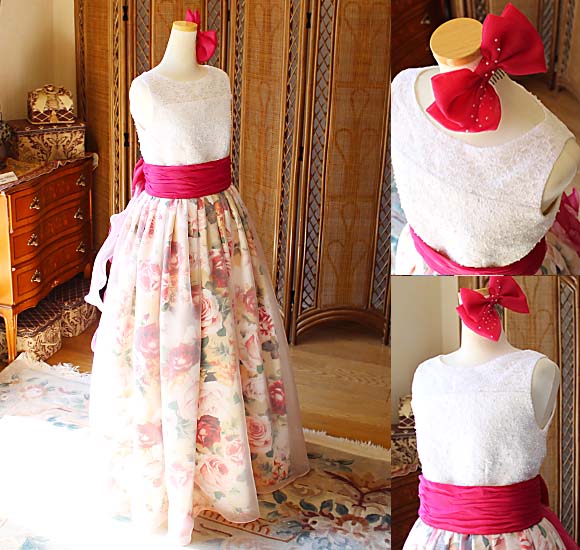 ピアノの受賞者コンサートドレス ベージュとピンク