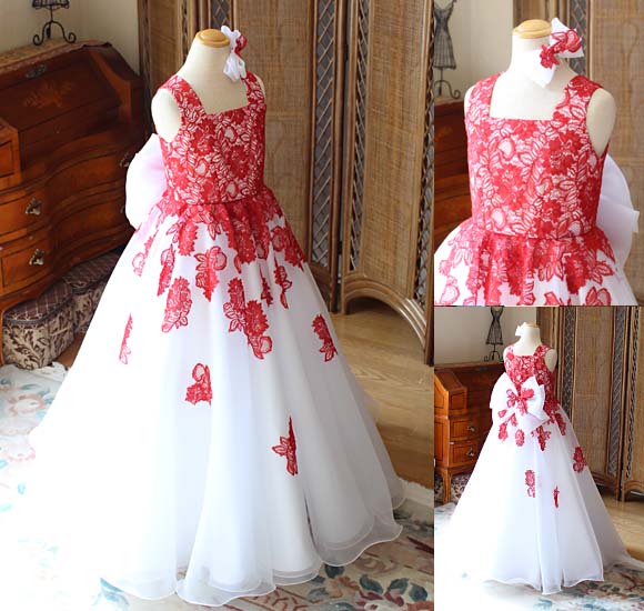 ピアノのコンチェルトドレス ホワイト＆レッド 静岡県