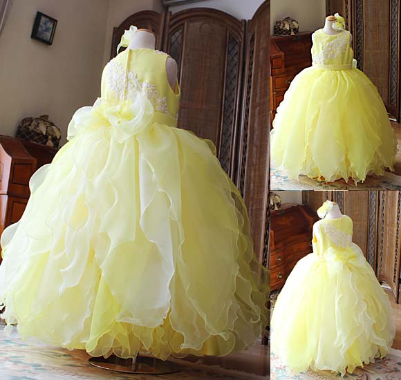 リーフ型スカートデザイン リボンのドレープフリル