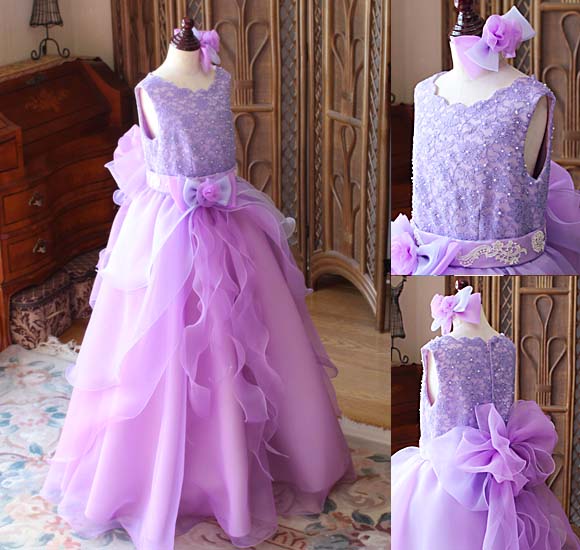 ピアノの入賞者記念コンサートドレス パープルグラデーション 北海道