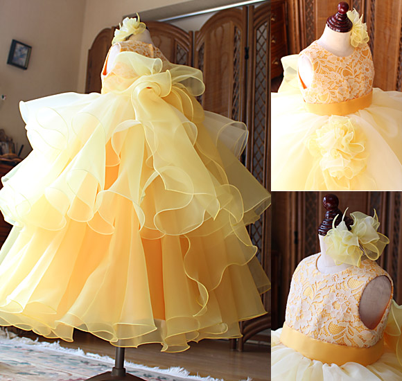 グラデーションカラーのスカート ラウンドネック