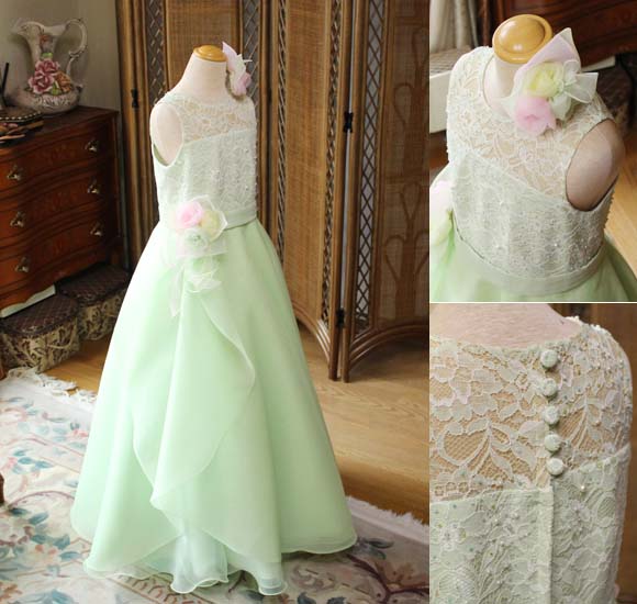 ヴァイオリンのコンクールドレス エメラルドグリーン＆イエロー オーダーメイドドレス 東京都